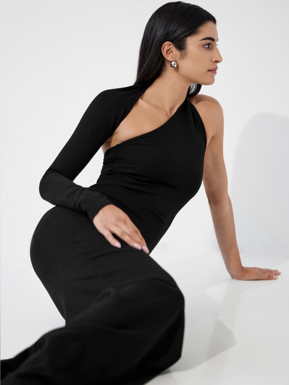 Marcella NYC Manhattan One Shoulder Gown European Ponte Open Back Halter Gown S - Picture 6 of 15
